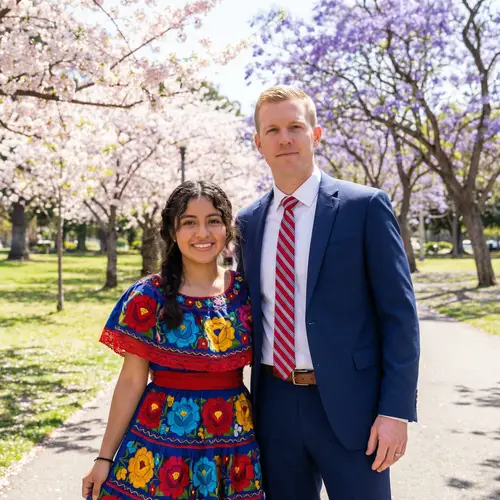 Mexican Girl and American Man in Folkloric Dress