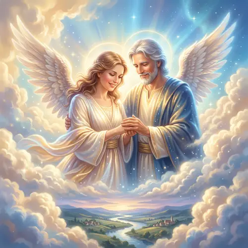 Heavenly Angels: A Loving Portrait in the Clouds