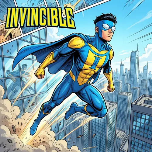 Invincible Superhero with Blue-Yellow Costume