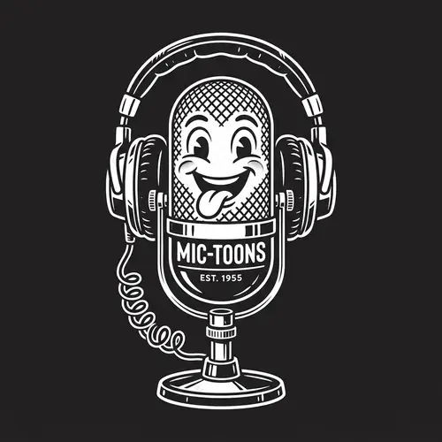 Vintage Microphone Logo with Playful Face