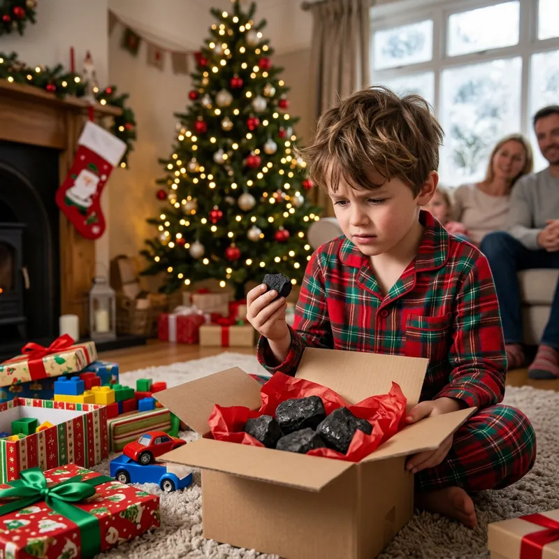Boy Gets Coal for Christmas - Surprising Holiday Gift