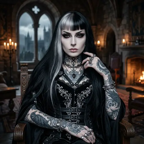 Fantasy Gothic Woman HD Portrait | Unique Silver Streak