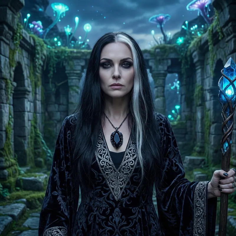 Coldly Beautiful Gothic Caucasian Female with White Stripe Hair