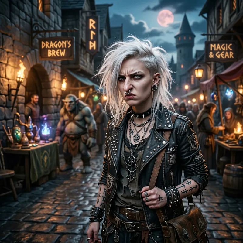 Sultry Fantasy Woman with White Hair, Gray Eyes, and Attitude Sultry Fantasy Woman with White Hair, Gray Eyes, and Attitude