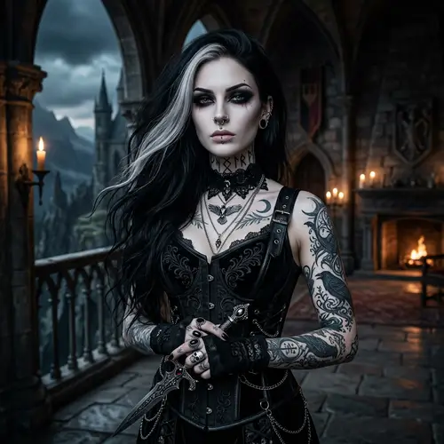 Captivating Cold Beauty: Gothic Woman in Fantasy Context