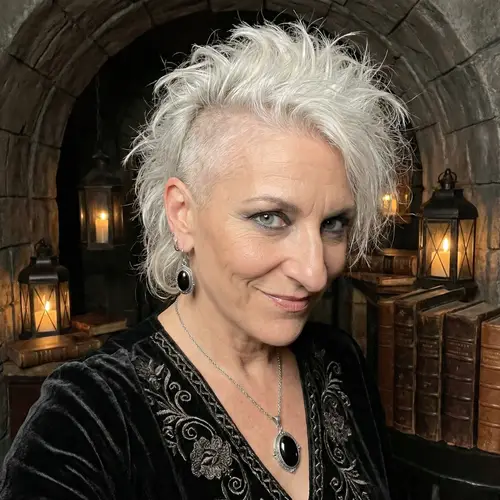 Fantasy Gothic Woman with Unique White Hair and Gray Eyes