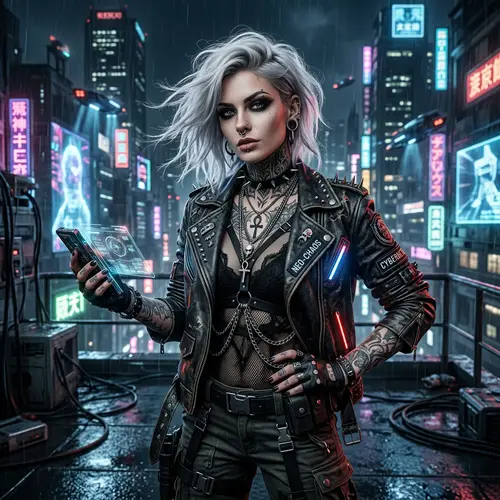 Goth Fantasy Woman Cyberpunk Style