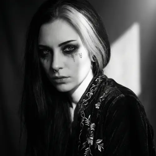 Goth Woman with Pale Skin and Dark Makeup - Beauty in Darkness