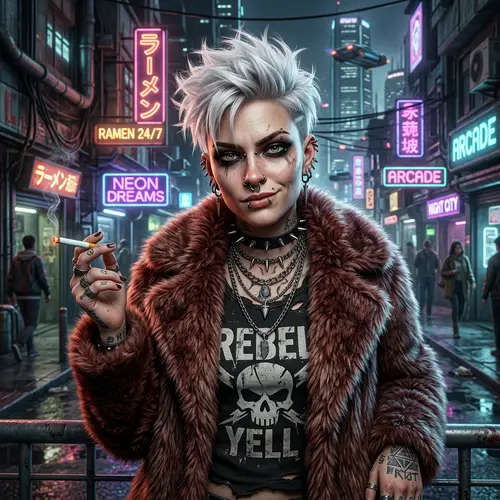 Futuristic Cyberpunk Female Character in High-Definition Digital Art