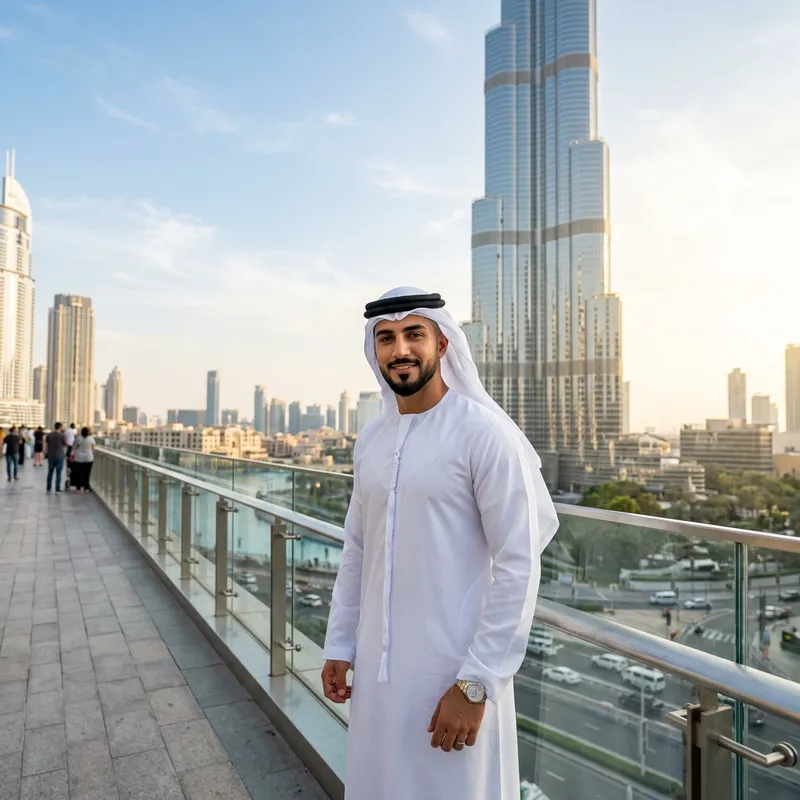 Arab Male Model in National Dress at Burj Khalifa