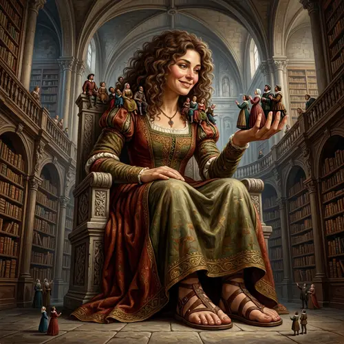 Colossal 100-Meter Tall Giant Hermione Granger in Library Painting