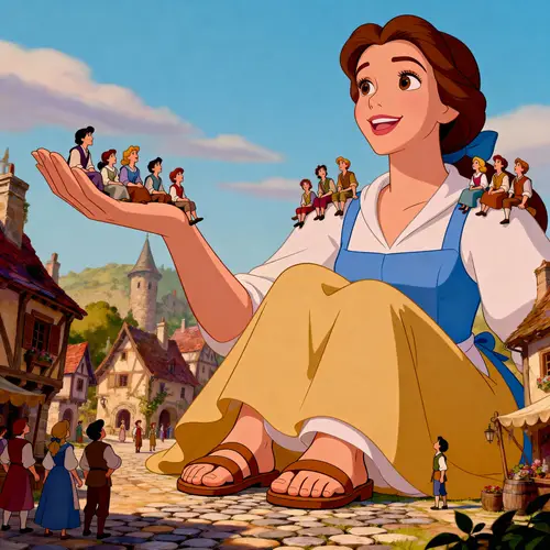 Giant Princess Belle: A Magical Medieval Scene
