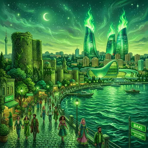 Vibrant Green Baku: A Magical Realm Cityscape of Azerbaijan
