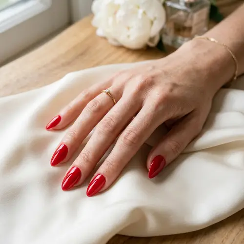 Elegant Red Manicure: Perfectly Groomed Hand