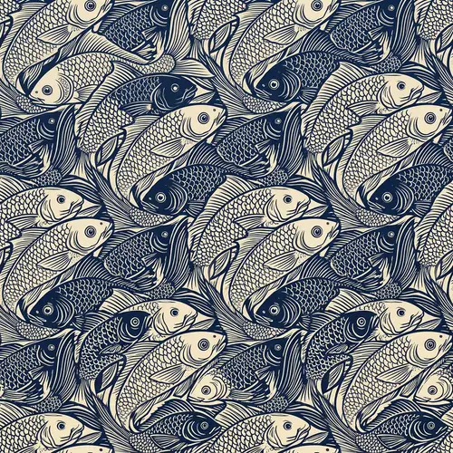 Dynamic Two-Hue Fish Tessellation Art