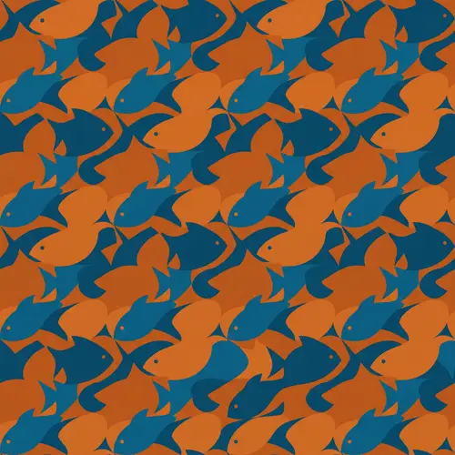 Stunning Fish Tessellation Design in Two Colors