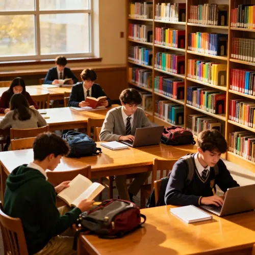 High School Students in the Library