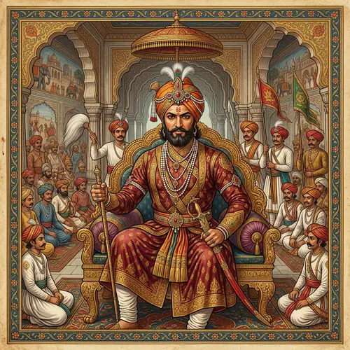 Regal Indian Ruler in Maratha Attire | 17th Century Portrait