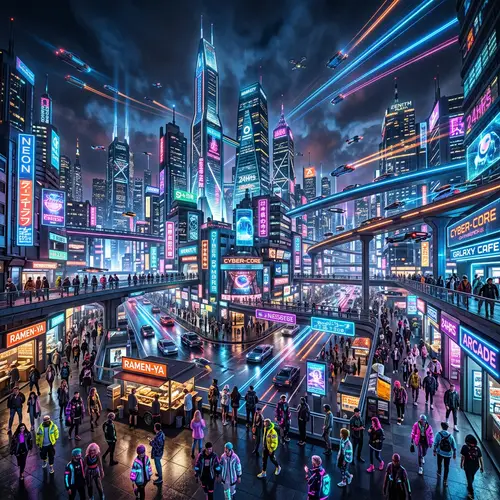 Futuristic Nocturnal Metropolis | Neon City Life Exploration