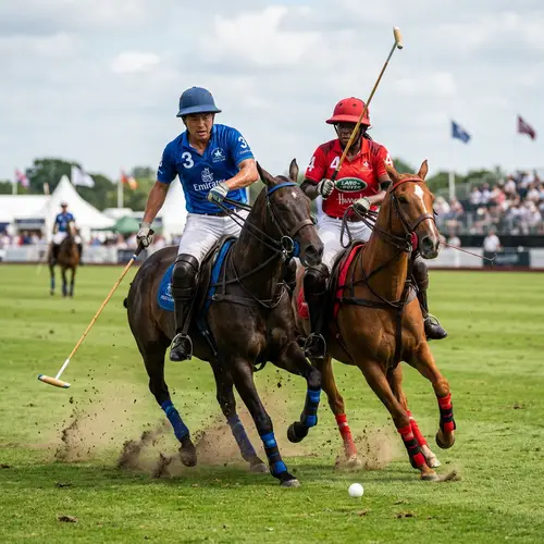 Intense Polo Match: Asian vs Black Player Showdown