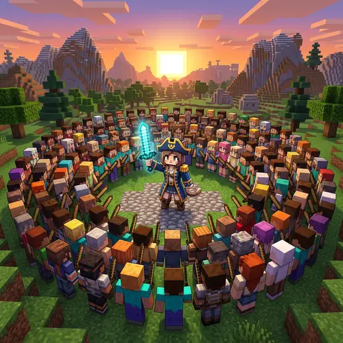 Captain Cat vs 100 Players: Minecraft Battle Scene