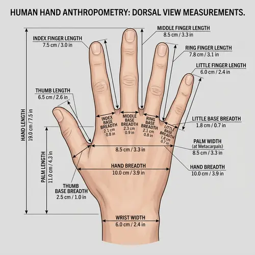 Human Hand Anthropometry | Detailed Measurements in Inches & cm