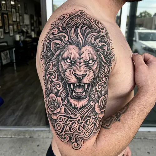 Chicano Style Lion Tattoo Design