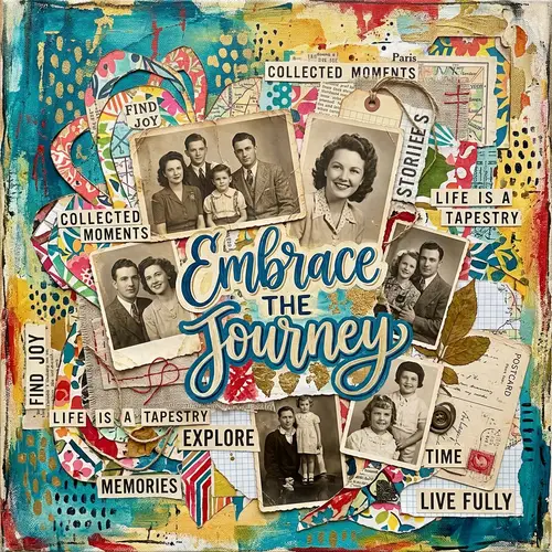 Artistic Mixed Media Collage with Vintage Photos