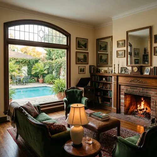 Beautiful Vintage Living Room with Pool Design