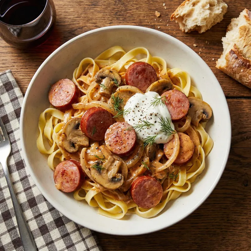 Sausage Stroganoff Tagliatelle Recipe