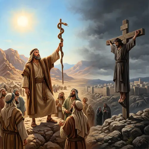Moses and Jesus Artistic Depiction - Biblical Transformation