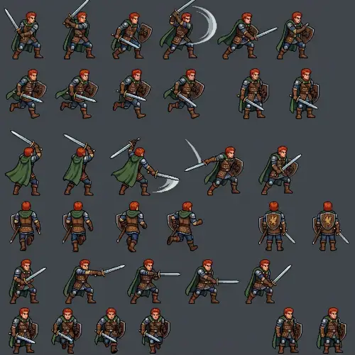 Pixel Art Sprite Sheet for Dungeons & Dragons Character