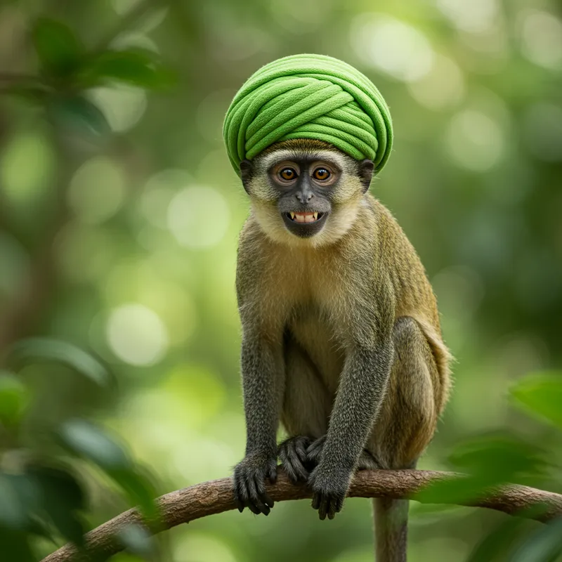 Explore the Green Turbaned Monkey