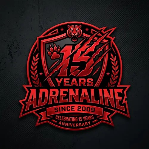 Adrenaline Team 15th Anniversary Logo Design | Red & Black Theme