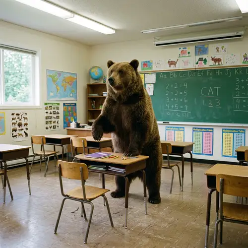 Bear Inside Classroom - Learn in Bear's Company
