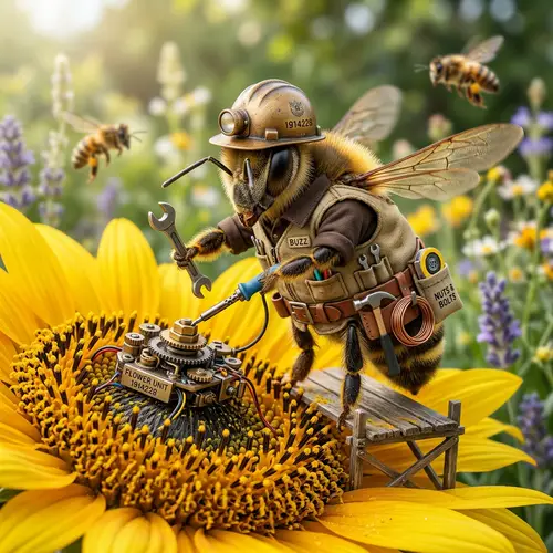 Bee in Work Gear with Tools | Fun Construction Image