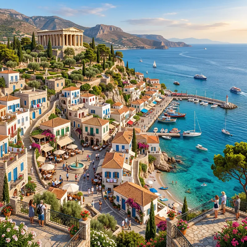 Breathtaking City Views: Terraced Hills & Mediterranean Charm Breathtaking City Views: Terraced Hills & Mediterranean Charm