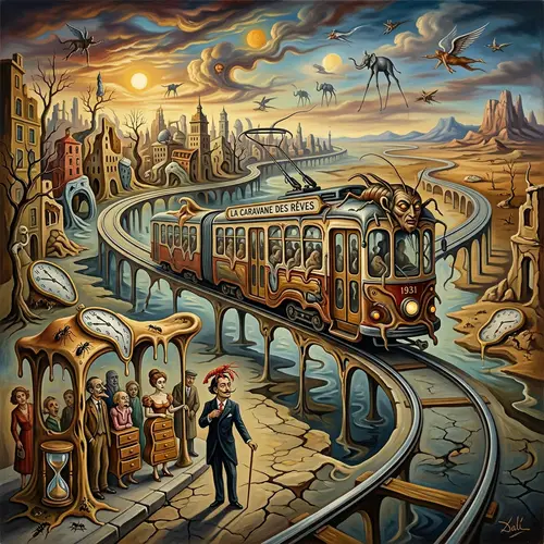 Surreal Public Transport Artwork in Dalí Style