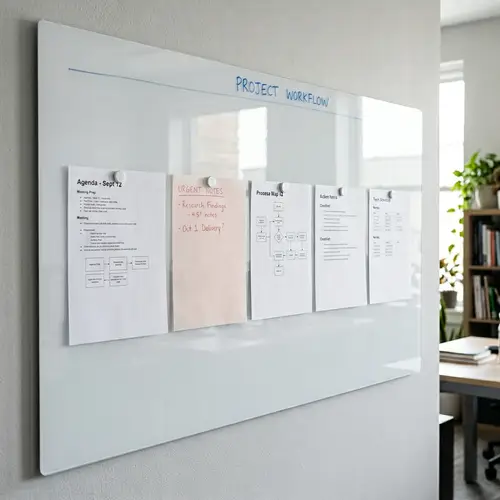 Red Piece of Paper Hidden on White Board