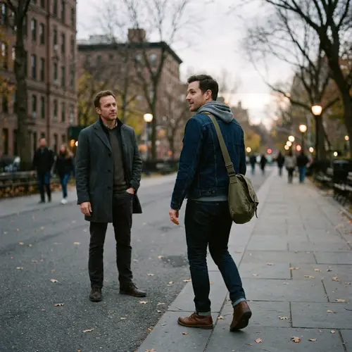 Man Walking Away After Conversation
