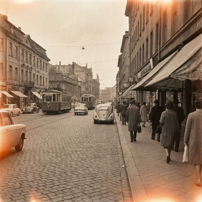 Vintage Street Scene: Warm Tones & Film Grain