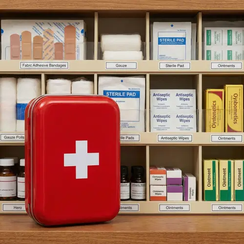 First Aid Kit with Bandages and Supplies for Home Emergencies