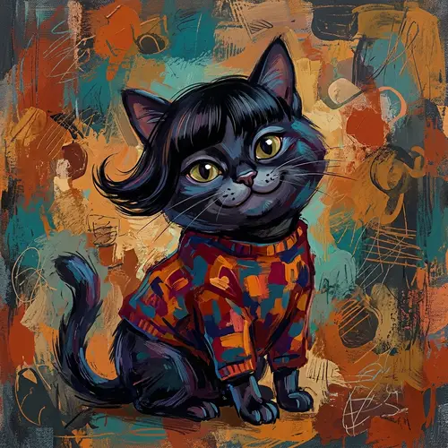 Cute Black Cat Digital Art by Carlos Catasse