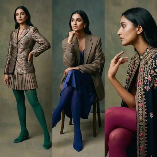 Elegant South Asian Woman in High Fashion Tights