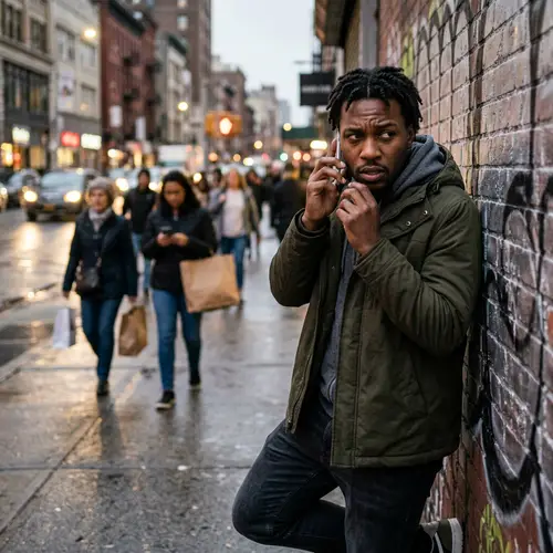 Suspicious African American on Phone