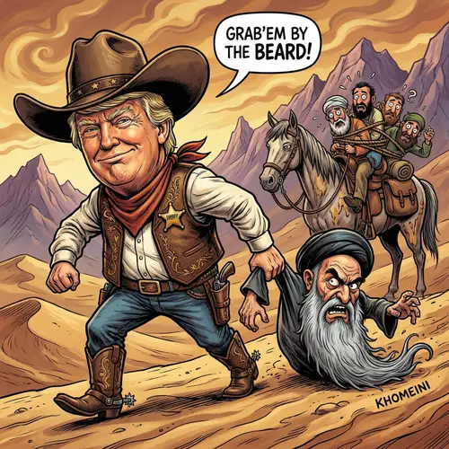 Trump as a Western Bounty Hunter Caricature