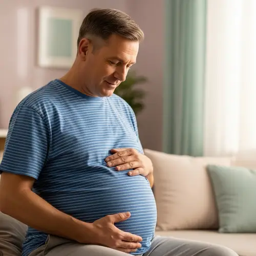 Man with a Big Pregnant Belly