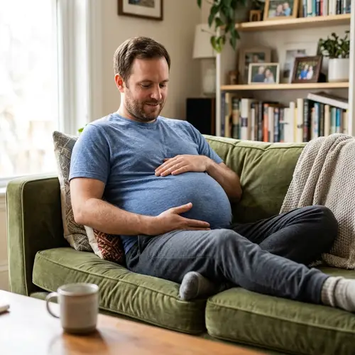 Man with a Big Pregnant Belly