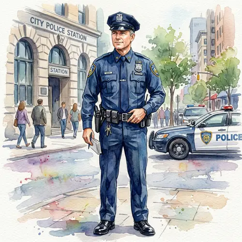 Watercolor Police Officer Art | Stylish Uniform Design