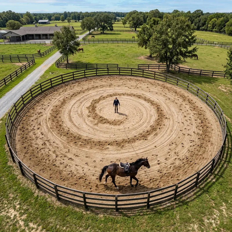Aerial Round Training Ring with Spiraling Horse Trainer Aerial Round Training Ring with Spiraling Horse Trainer